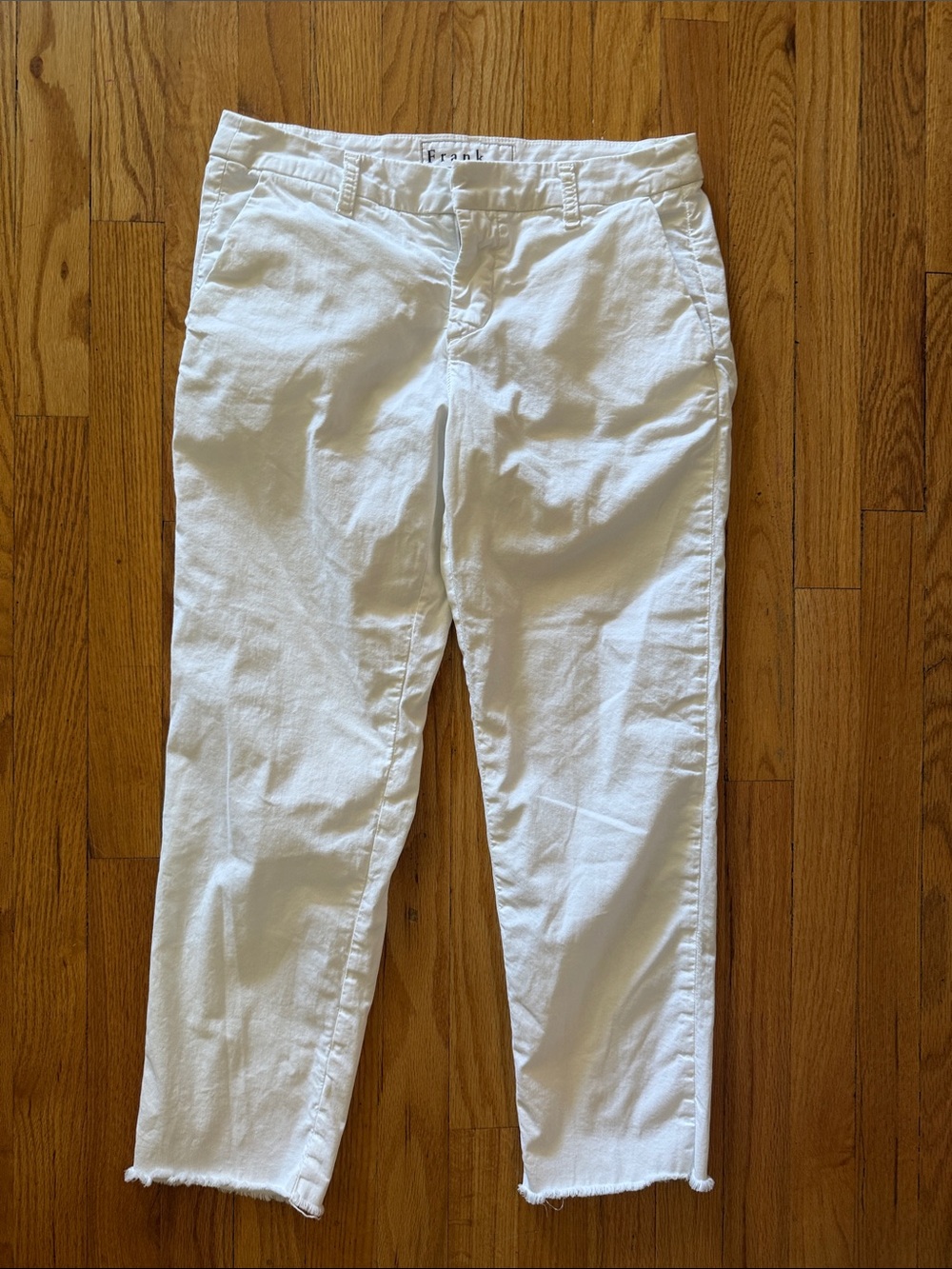 Frank & Eileen sz 4 Wicklow White Cotton Trousers great pre owned condition